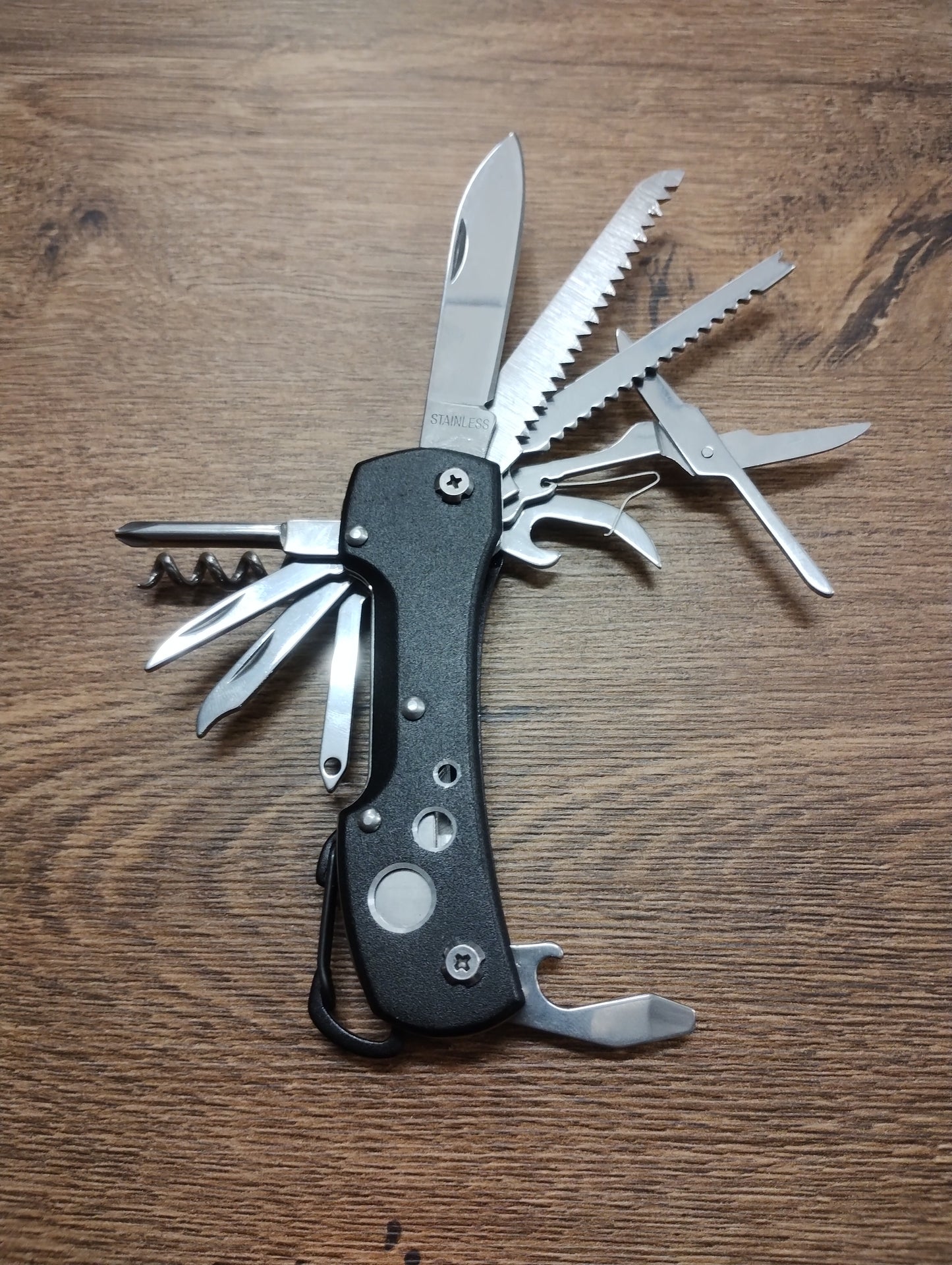 Wielofunkcyjny scyzoryk turystyczny multitool EDC 11w1 stal nierdzewna czarny