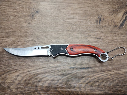 Składany nóż EDC z drewnianą okładziną – 15,5 cm