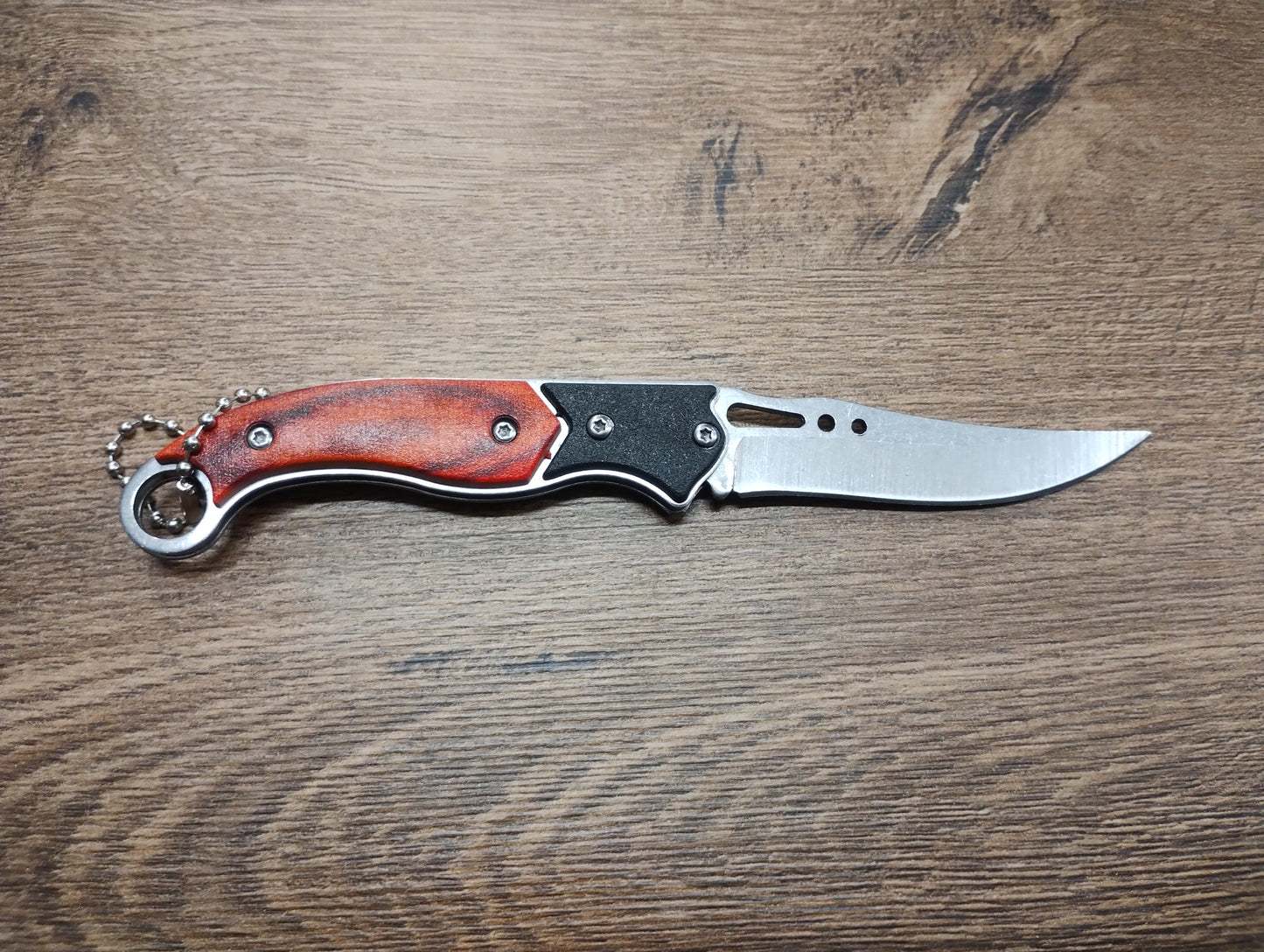 Składany nóż EDC z drewnianą okładziną – 15,5 cm