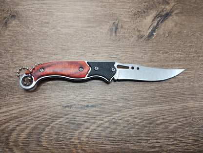 Składany nóż EDC z drewnianą okładziną – 15,5 cm