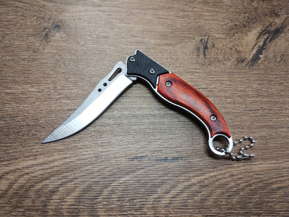 Składany nóż EDC z drewnianą okładziną – 15,5 cm