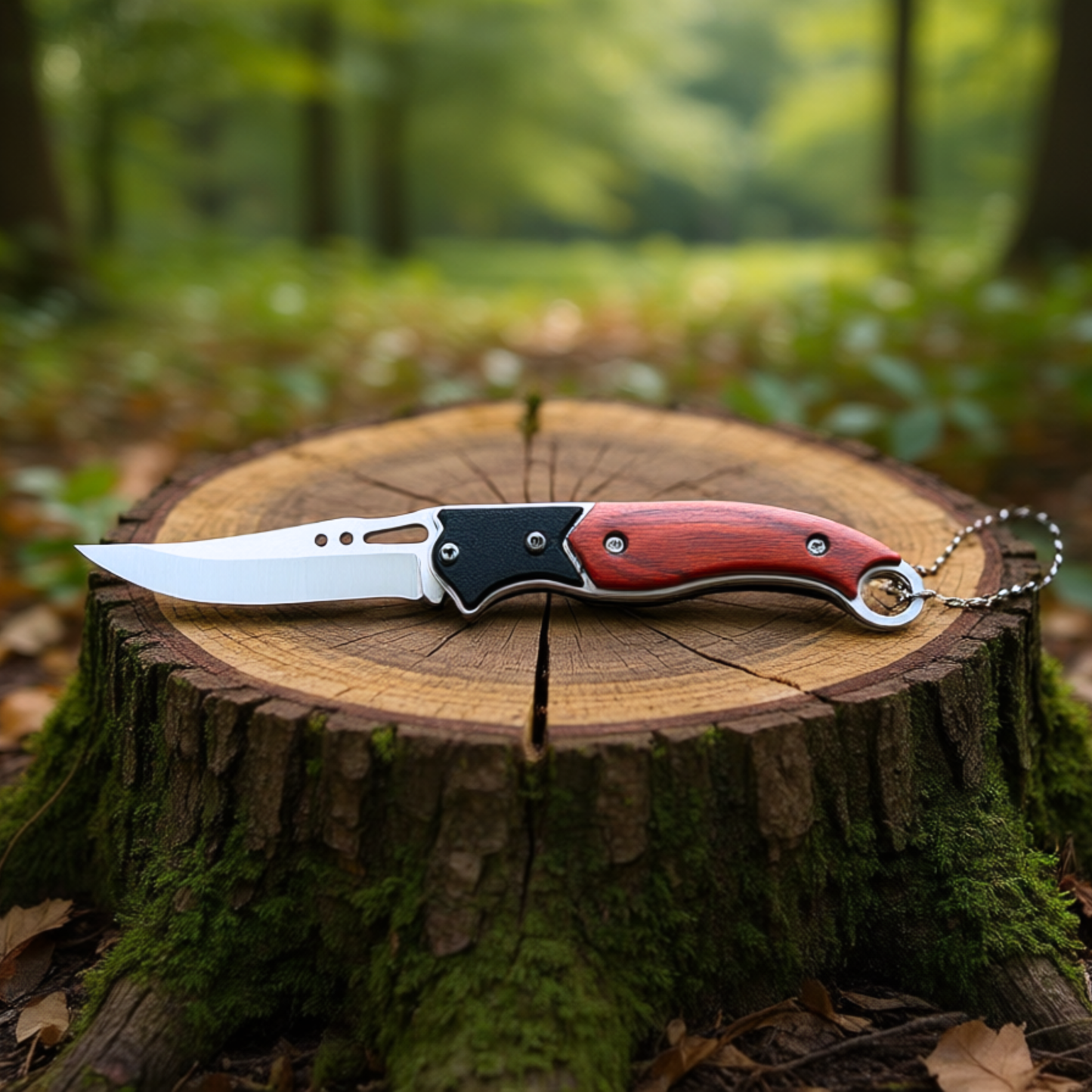 Składany nóż EDC z drewnianą okładziną – 15,5 cm