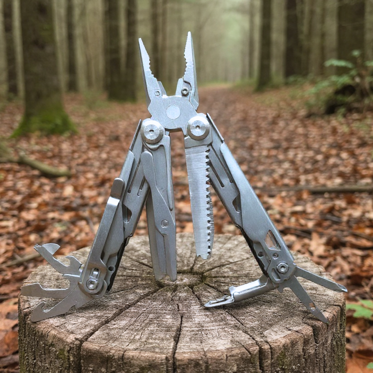 Multitool 19w1 – stal nierdzewna, nóż, piła, bity, etui EDC